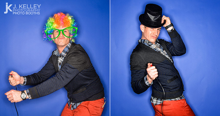 Hats used as props in a photo booth at a 30th birthday party in Columbia, Missouri