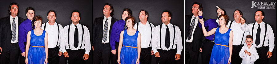 Family members take their picture in during a wedding reception in columbia Mo in a photo booth
