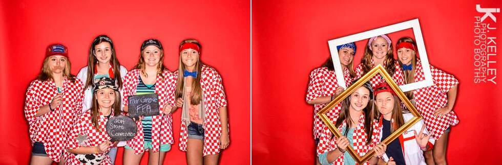 Red backdrop, corporate event photo booth, Mid Missouri 