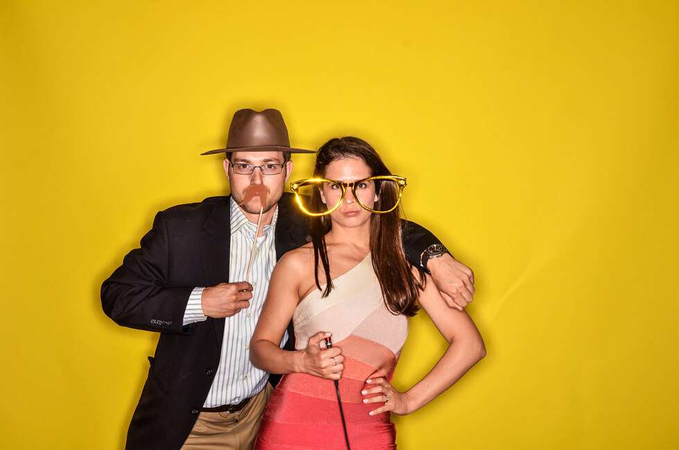 Savage Canary Yellow photo booth background for photo booth at social get together in Columbia Missouri 